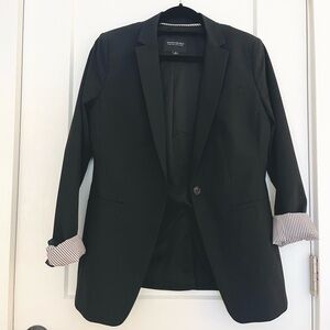 Banana Republic Black Long and Lean Blazer with Stripe Trim